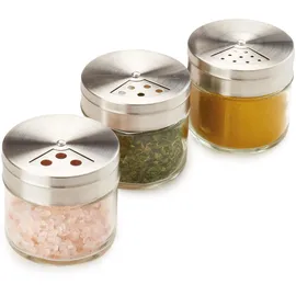 Metaltex Gewürzstreuer Set Glas/Inox, 100ml, 3-teilig, Ø6x6cm