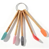 Cyrank 5 Silikon-Mini-Spatel-Set, Küchenspatel Backpinsel, Kleiner Küchenwerkzeug, Mini Spatulas, Silikon Pfannenwender Backwerkzeug Set Backpinsel Löffel Schaber Mit Holzgriffen