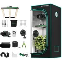 MARS HYDRO Growzelt Komplettset,FC-E1500 App Fernbedienung Dimmbar LED Lampe,80X80X160cm 1680D Hohe Reflektivität Mylar Grow Box Komplettset,4" 205CFM Leise und effizient Belüftungssat,10-Gang-Lüfter
