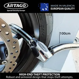 Artago 5310 Gelenkschloss Diebstahlsicherung, Maximale Sicherheit, Motorrad, Roller, Fahrrad, 100 cm