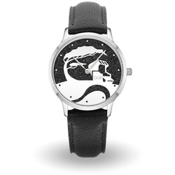 DUR Luxusuhr DUR Schmuck: Uhr 40er "Küste" mit Lavasand, Lederband schwarz, DW015