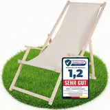 Melko Campingliege Mit Armlehne Holz Freizeitliege Beige Terassenliege Strandliege