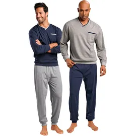 LE JOGGER le jogger® Pyjama Packung, 2 Stück, 4 tlg. in langer Form le jogger® marine, grau-meliert