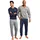 LE JOGGER le jogger® Pyjama Packung, 2 Stück, 4 tlg. in langer Form le jogger® marine, grau-meliert