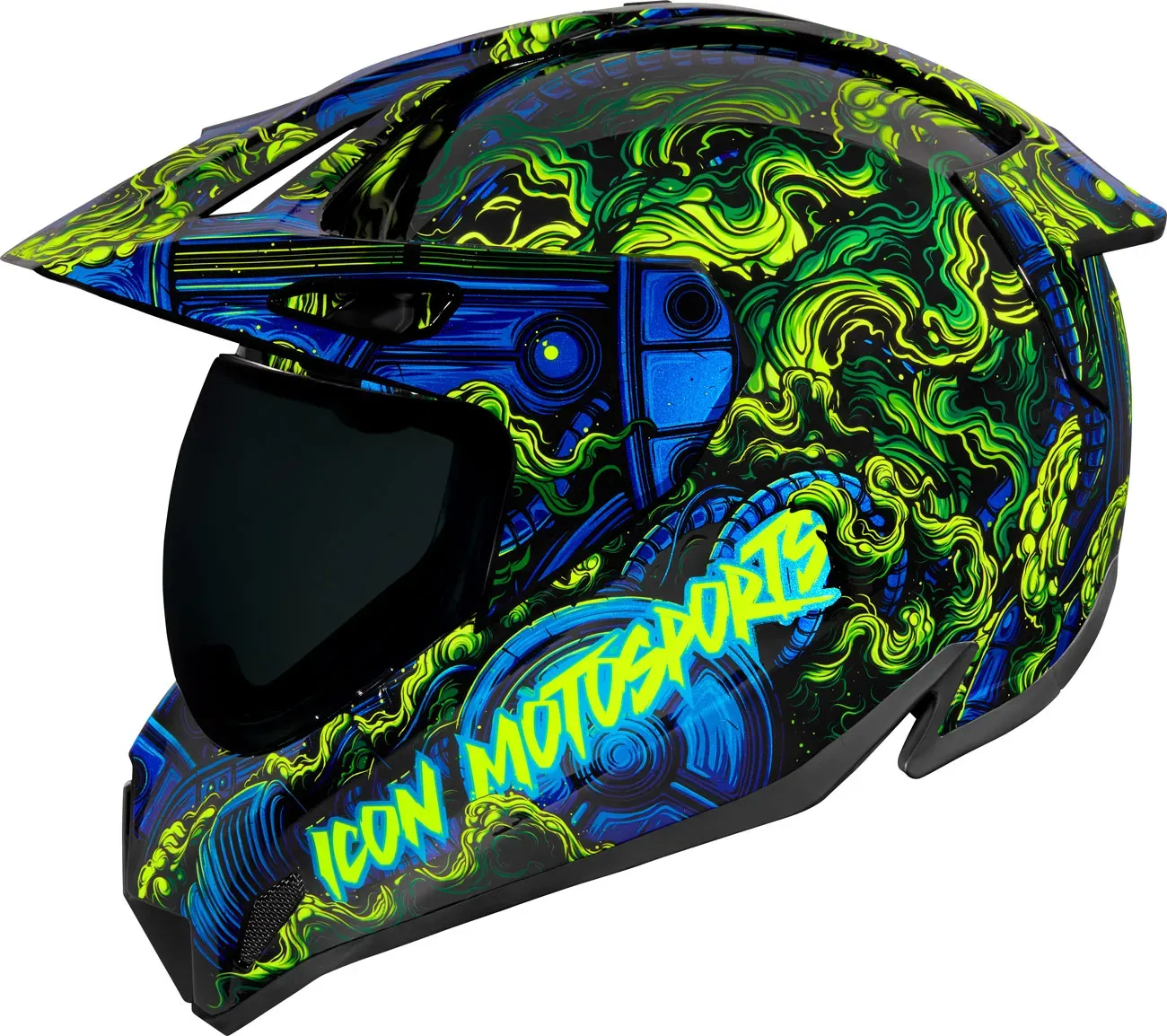 Icon Variant Pro Willy Pete, casque d enduro - Bleu/Vert - XS