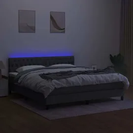 vidaXL Boxspringbett mit Matratze & LED Dunkelgrau 180x200 cm Stoff