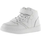 victoria Unisex High-Top Tiempo Leder-Effekt Weiß Monochrom & Elastische Schnürsenkel & Klettverschluss 1124107 für Kinder Blanco 25