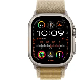 Apple Watch Ultra 2 GPS + Cellular 49 mm Titangehäuse natur, Alpine Loop Armband mandel L