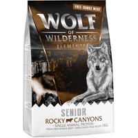 5 x 1 kg SENIOR Rocky Canyons Freilandrind Wolf of Wilderness Monoprotein getreidefreies Hundefutter trocken