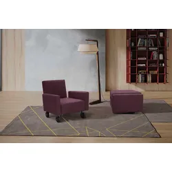 Sessel EGOITALIANO "QQ, Funktionssessel zum Hocker zusammenklappbar", lila (plum), B:68cm H:71cm T:81cm, Sessel, Einzelsessel, inkl. Rollen, in vielen Farbe und hochwertigem Microfaserbezug