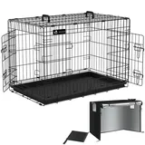 VOUNOT Hundekäfig Klappbar L 92 x 58 x 64 cm Schwarz