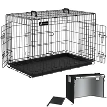 VOUNOT Hundekäfig Klappbar L 92 x 58 x 64 cm Schwarz