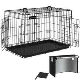 VOUNOT Hundekäfig Klappbar L 92 x 58 x 64 cm Schwarz