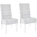 vidaXL Esszimmerstuhl Kubu Rattan hellbraun 2er Set