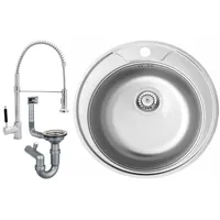 Faizee Möbel [Edelstahlspüle Ø 51 cm +Armatur Spiral] Hochwertig