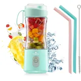 Vaeqozva Mixer Smoothie Maker To Go 380mL,Mini Standmixer Tragbarer Mixer Blender Smoothie Maker USB mit 6 Klingen für Saft Shake Marmelade Smoothie für Outdoor Sport Reisen,Hellblau