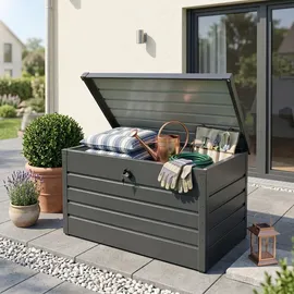 prestige home living outdoor Metall-Aufbewahrungsbox Gartentruhe 300L 100 x 61 x 62 cm Grau