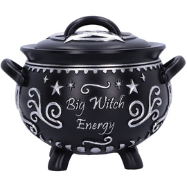 Nemesis Now Big Witch Energy Cauldron Box 15,4 cm, Harz, schwarz, Halloween-Geschenkartikel-Kollektion, Halloween-Hexenkessel, Hexenkessel, Geschenkware, Aufbewahrungsbox, aus feinstem Harz gegossen,