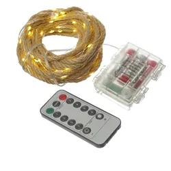 MARELIDA LED Lichterkette  Seil Jute Deko Kordel Tau 40LED 10m Timer 8 Funktionen outdoor