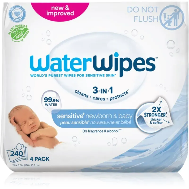 WaterWipes Baby Wipes 4 Pack sanfte Feuchttücher für Kleinkinder 4x60 St.