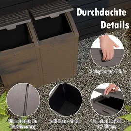 Goplus Mülltonnenbox 236 L 2 Fächer  mit ausziehbarer Flüssigkeitsschale  schwarz