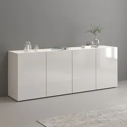 Sideboard INOSIGN "Egypt, Kommode, Schrank, Kredenz, grifflos", weiß (weiß hochgla), Breite 180cm, FSC-zertifizierter Holzwerkstoff, Sideboards, 4 Türen, Hochglanz lackiert, Breite 180