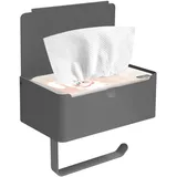 DOKKOME Toilettenpapierhalter Klopapierhalter Ohne Bohren Klorollenhalter Rollenhalter Toilet Paper Holder mit Feuchttücherbox Ablage für Badezimmer Selbstklebend Oder Bohren Schwarz Neu