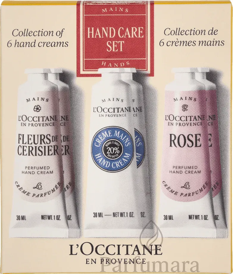 L' Occitane Handcare Set 6x 30ml - 2x Shea Butter/2xRose/2x Cherry Blossom 180 ml