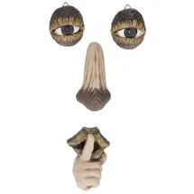 Relaxdays 2 x Baumgesicht mit Ruhe-Geste Beige,Braun,Schwarz