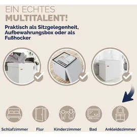 CASARIA CASARIA® Faltbarer Sitzhocker mit Stauraum Kunstleder Weiß