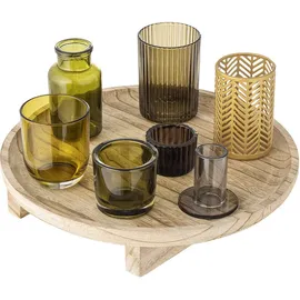 Bloomingville Teelichthalter Sanga Glas Beige/Grün