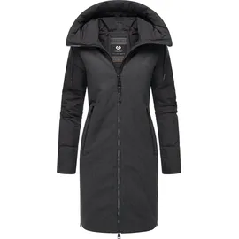 Ragwear Damen Wintermantel Steppmantel in Wolloptik mit Kapuze und hohem Kragen Jumana YOUMODO Black Gr. XXL - XXL