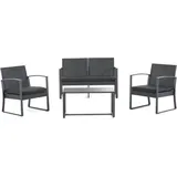 Gartenset mit 2-Sitzer-Sofa, 2 Sesseln und Tisch aus Stahl und Kunstgeflecht – modernes, robustes und komfortables Design mit abnehmbaren Kissen,... - Schwarz