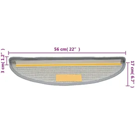 vidaXL Stufenmatten 10 Stk. 56x17x3 cm Grau Halbrund
