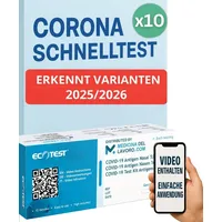 NEUE Variante 10 x 1er Corona Schnelltest für Zuhause COVID 19 Antigen Rapid Test Swab Selbsttest - Geprüft für Neuen 2025/2026 Varianten - Sensibilität 100% bei Hoher Viruslast - 10 Stück