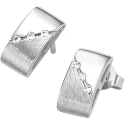 Paar Ohrstecker FIRETTI "Schmuck Geschenk Ohrschmuck Ohrringe matt glanz", silber (silberfarben, kristallweiß, kristallweiß), Ohrringe, Damen, Messing, mit Zirkonia (synth.)