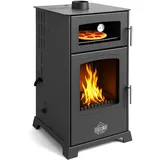 Babas Gold Hybridofen Pellets und Holz Kombiofen Kaminofen mit Backfach 12 kW Schwarz Holzofen Holz Ofen Kamin