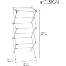MetroDecor mDesign Turmwäscheständer Wäscheständer Standtrockner klappbar Metall Weiß/Grau