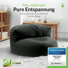 Green Bean Indoor Schwarz, Textil, Füllung: EPS Mikroperlen,Styroporkugeln,Styroporkugeln, Rund, 90x50x50 cm, Hergestellt in Deutschland, Gartenmöbel, Outdoor-Sitzsäcke