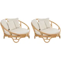 Garten Sonneninsel 2er Set Rattan natürlich Auflagen beige Loungemöbel Rossano