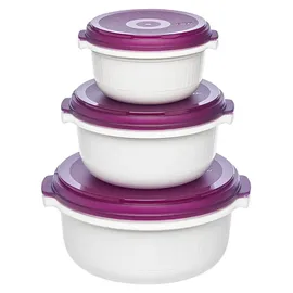 Emsa Micro Family Frischhaltedose rund weiß/brombeer 0,5/1,0/1,5 l 3-teilig