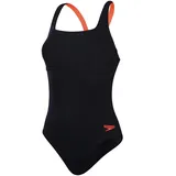 Speedo Flex Band Badeanzug mit integriertem Schwimm-BH Fitnessschwimmen Training für Damen, Schwarz/Sirenenrot, 44