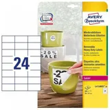 Avery Zweckform Folien-Etiketten L4718REV-20 Weiß 70 x 37 mm 20 Blatt 480 St.