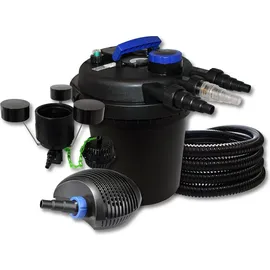 Wiltec Sunsun Brunnen + Gartenteich, Druckteichfilter Set 6000l 11W UVC,40W ECO Pumpe Schlauch Skimmer CSP-250