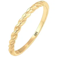 Elli PREMIUM Ring Damen Band Basic Geo Twisted Gedreht in 585 Gelbgold