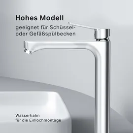 AM.PM Waschtischarmatur Hoch Chrom Wasserhahn Bad Waschbecken Armatur Einhebelmischer Badarmatur Mischbatterie für Badezimmer Aufsatzwaschbecken
