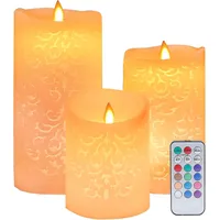 Flammenlose, Hohle Led-kerzen, 3er-set, Mit Fernbedienung Und 4- Und 8-stunden-timer