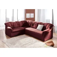 DOMO collection Ecksofa »Papenburg B/T/H: 242/190/84 cm L-Form« wahlweise mit Bettfunktion, Langer Schenkel links oder rechts, rot