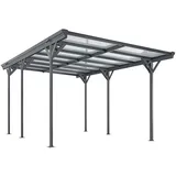 Juskys Carport mit Flachdach 5x3 m – freistehende Überdachung aus Aluminium mit Doppelstegplatten