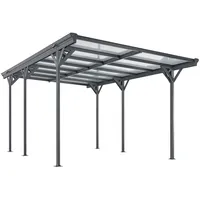 Juskys Carport mit Flachdach 5x3 m – freistehende Überdachung aus Aluminium mit Doppelstegplatten